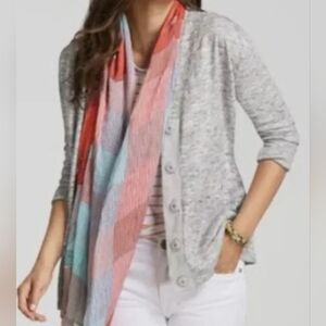 Cabi  Womens Gray Marble Snap Front Pocket Cardigan Sweater Oversized Medium